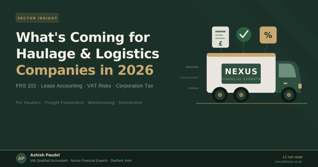 haulage logistics accountant UK FRS 102 corporation tax